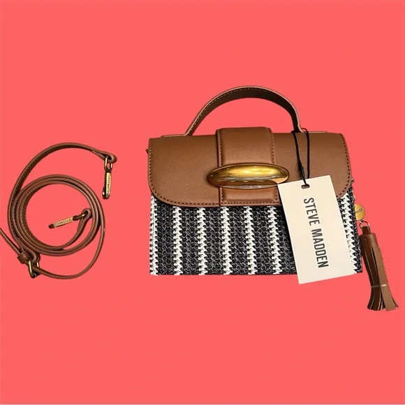 Steve Madden Horseshoe Brown and Navy Women's Bag - Picture 5 of 7